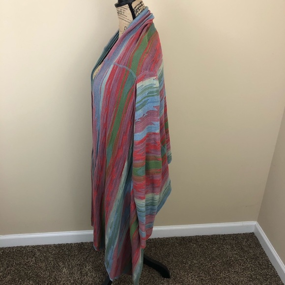 Sundance Catalog Striped Draped Front Open Cardigan Sweater Size Medium - Picture 3 of 8